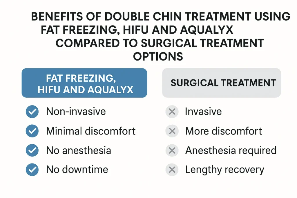 Graphic about the benefits of double chin treatment Moss Side - from LA LIPO