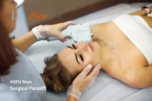Woman having Hi-Fu to reduce wrinkles Moss Side.