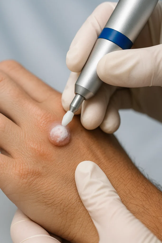 example of wart removal Moss Side using cryopen